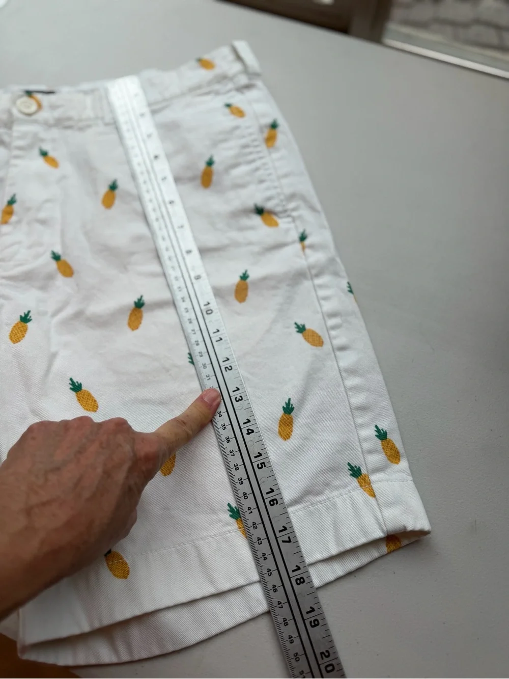 J. Crew White Pineapple Print Flat Front Shorts